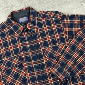 Vintage Pendleton Men’s L 100% Virgin Wool Board Shirt Red Plaid USA Preppy EUC